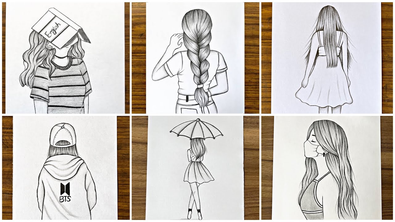 Easy way to draw a girl with beautiful dress - step by step -- Pencil sketch  Tutorials -- Art Video | Easy way to draw a girl with beautiful dress - step