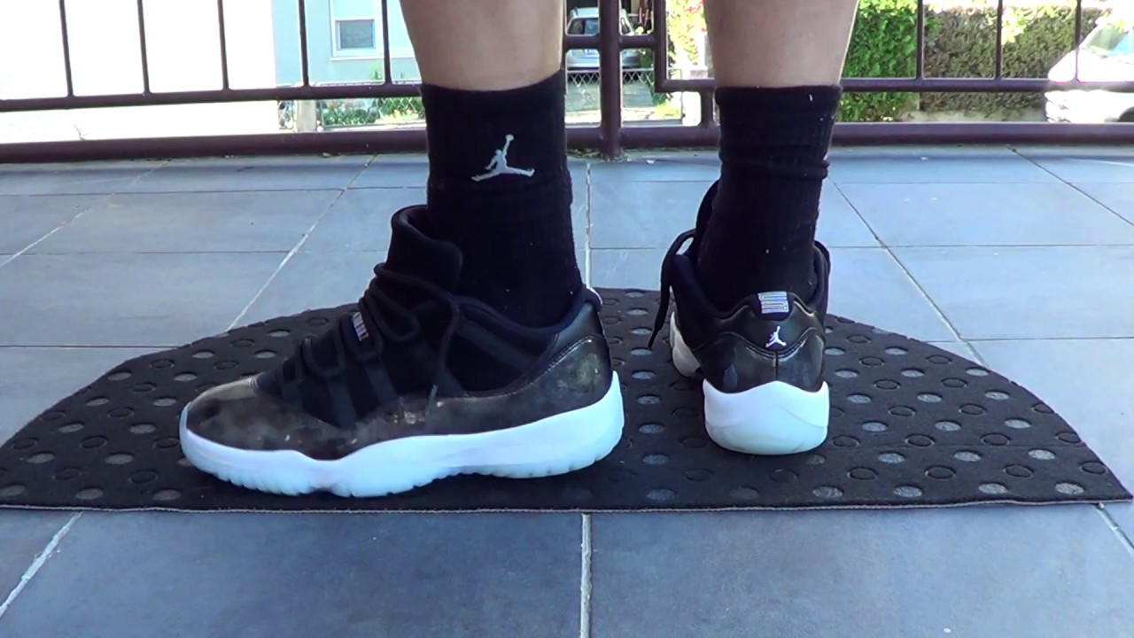 jordan 11 low barons on feet