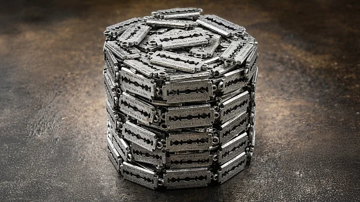 I Forged a Damascus Knife from Old Razor Blades | Extreme Canister Damascus