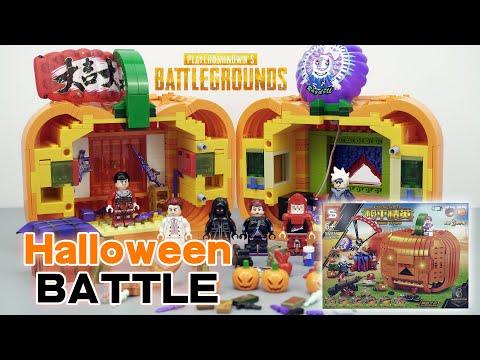YouTube thumbnail: Lego PUBG: Halloween Battle Many Weapons Big Pumpkin Unbox &amp; Build | Unofficial Lego SY1434