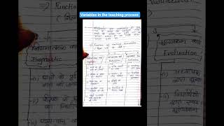 Variables in the teaching process in hindi medium for b.ed first year #video #shorts