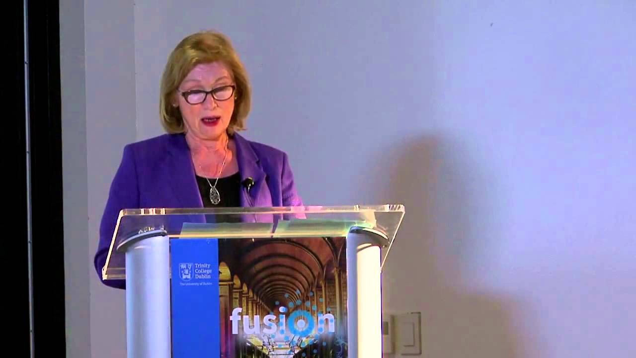Ireland’s Minister for Education, Jan O’Sullivan speaks at Trinity research showcase in Boston, MA