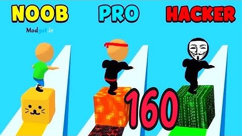 NOOB vs PRO vs HACKER in Cube Surfer ❤️ All Levels Gameplay, NEW Games iOS, Android
