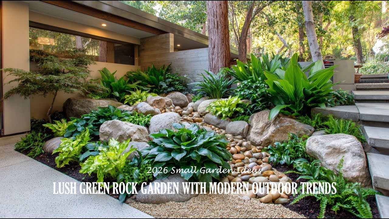 2026 Small Garden Ideas: Lush Green Rock Garden with Modern Outdoor Trends