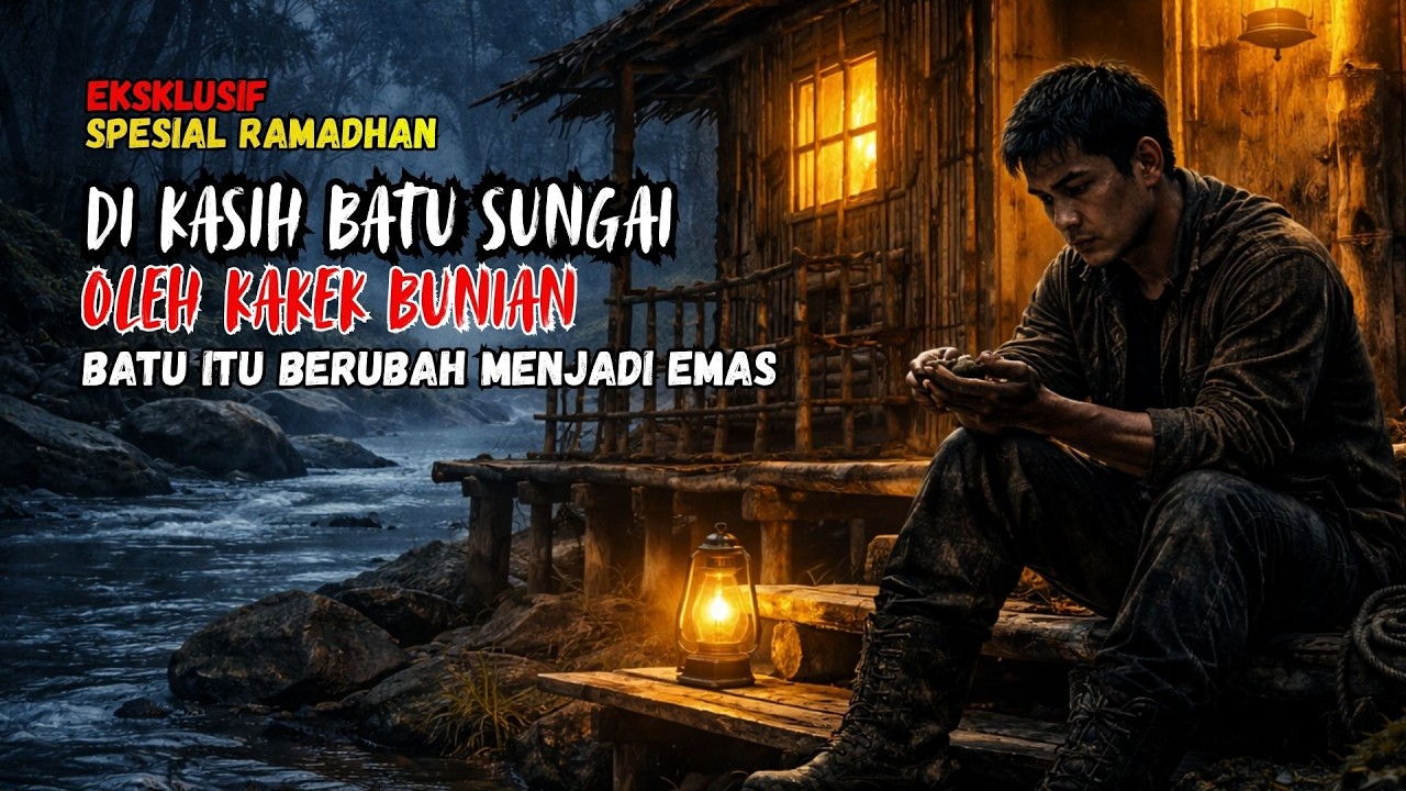 Seorang tukang kayu dibayar dengan batu sungai oleh kakek Bunian, lalu batu itu berubah menjadi Emas