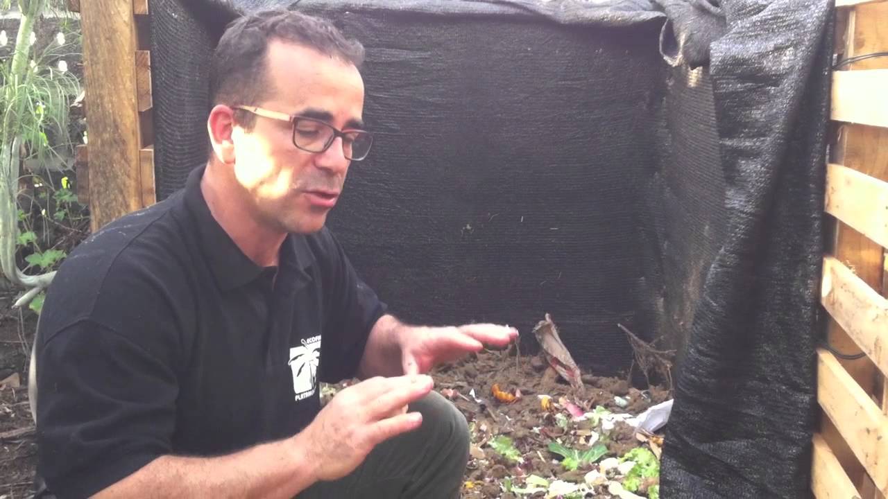 Elaborando compost en compostera