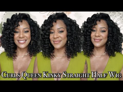 CurlsQueen Kinky Straight Half Wig Review | Styling a Half Wig on My Pixie Cut + Wand Curls