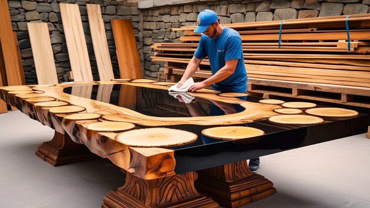 What Would You Do With Tree Logs? Watch This Carpenter Turn It Into A Unique Dining Table