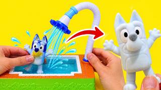 Bluey and Her Family Wash Off Their Colors in the Swimming Pool | DIY Crafts for Kids