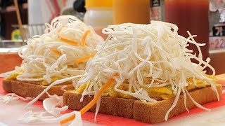 Sebze Yumurta Jambon Peynirli Tost K-Gida Kore Sokak Gıda Kore - 4K 60Fps Uhd