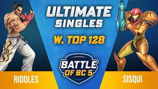 Riddles (Kazuya) vs Sisqui (Samus) - Ultimate Singles Winners Top 128 - Battle of BC 5