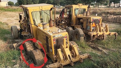 STUCK IN THE MUD! Caterpillar 140G Grader Rescue Mission, Excavator to the Rescue || ZKB Machines
