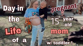 Day In The Life of a Pregnant 15 Year Old Mom with 1 Year Old.  32 weeks pregnant! *UPDATED*