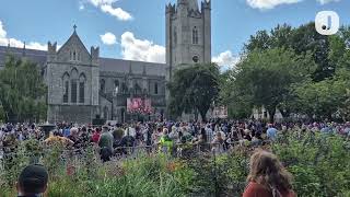 Crowds gather in St Patrick's Park as Glen Hansard's funeral takes place