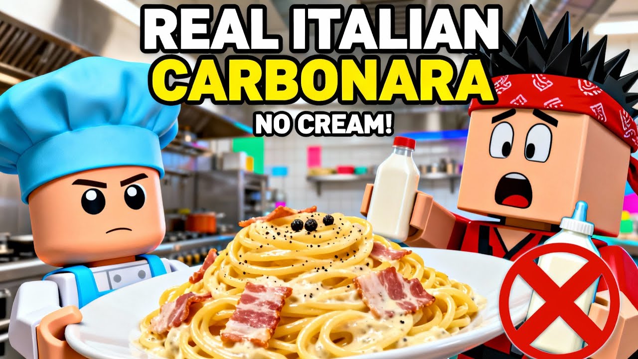 HOW TO MAKE REAL ITALIAN CARBONARA NO CREAM! Roblox Kitchen Chaos