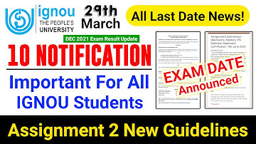 IGNOU Released Assignment New Guidelines 2022 | Exam Date & Result Announced_Important for Learners