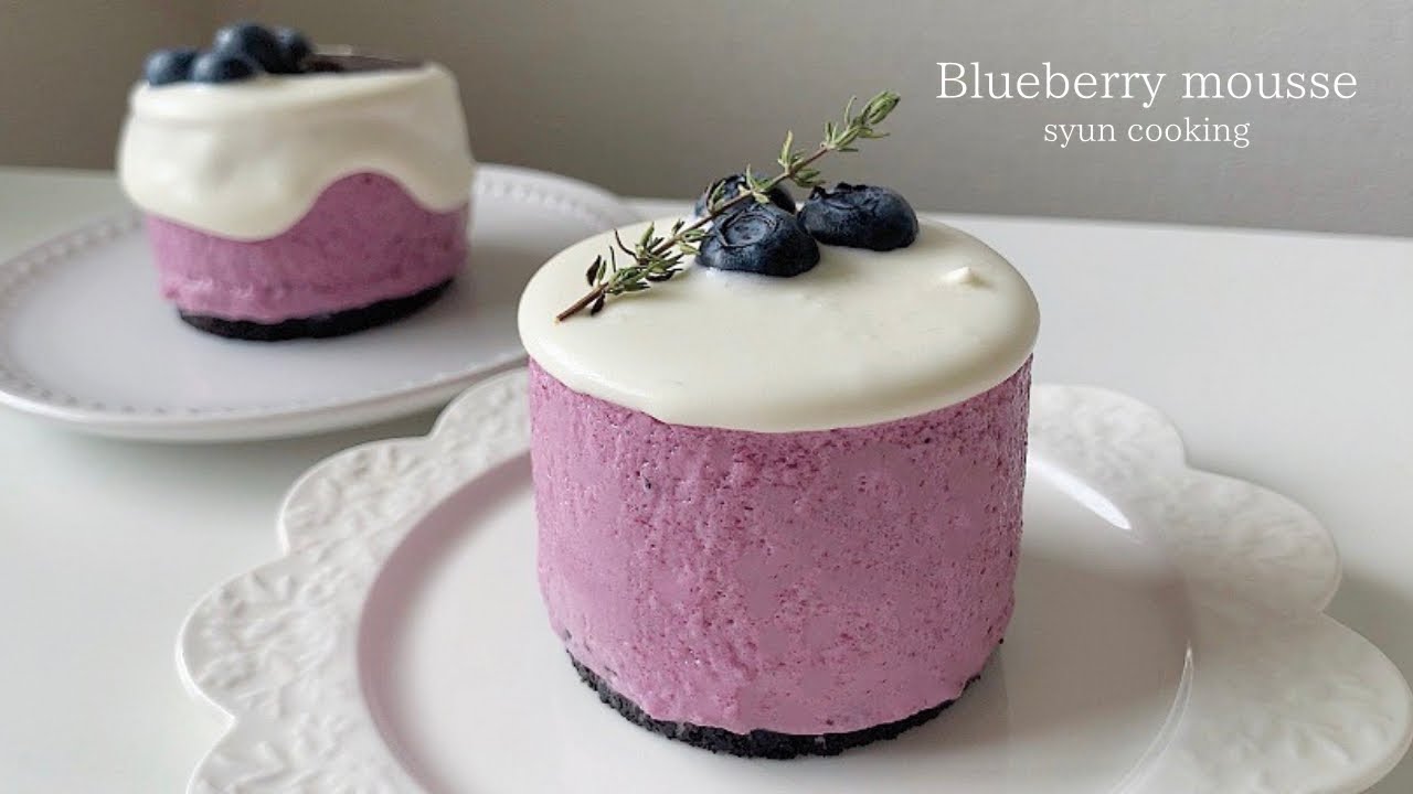 ジャムでできる 混ぜて冷やすだけ 濃厚ブルーベリームースケーキ作り方 Blueberry Mousse Cake 블루 베리 무스 케이크 Youtube