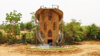 Build Big Mud House, Big Swimming Pool And Twin Water Slide Around House (full)