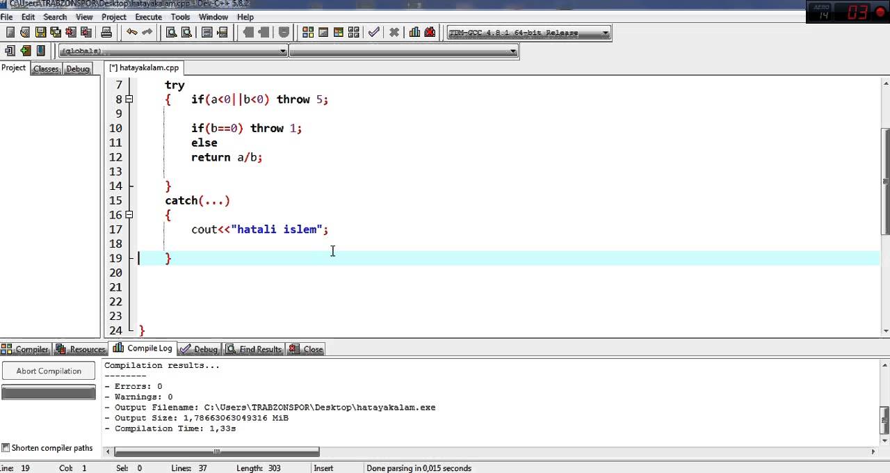 Nesneye Yönelik ders14:Hata Yakalama(try,catch,throw komuları) - YouTube