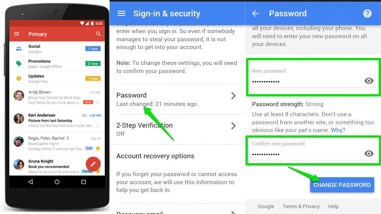 changing password for gmail on mac mail