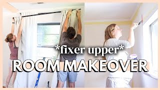 DIY FIXER UPPER BEDROOM MAKEOVER | :*making a 60 year old room feel new again* guest room makeover