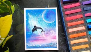 Soft Pastel Drawing ||Dolphin drawing ||soft pastel drawing for beginners screenshot 5