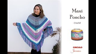 Maxi Poncho de Crochê passo a passo Simone Eleotério