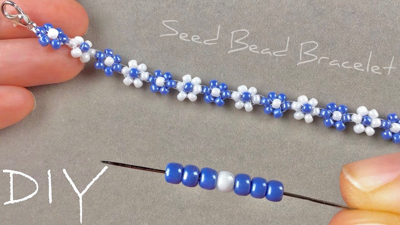 How to Make Light Cyan, Yellow, Blue and Red Pearl Bead Flower Bracelets  for Friends from LC.Pandahall.c… | Beaded necklace diy, Beaded jewelry diy,  Bracelet crafts