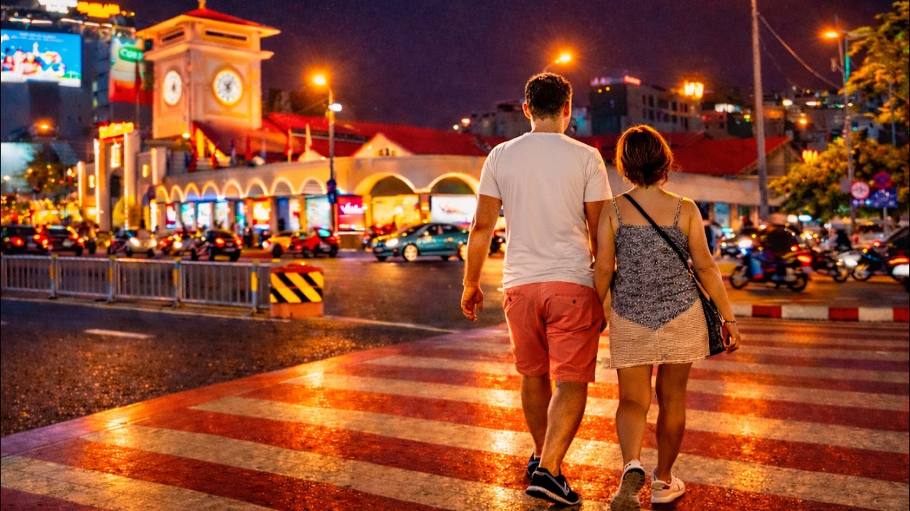 Smooth Ho Chi Minh City (Saigon) Night Walk | Real Street Sounds