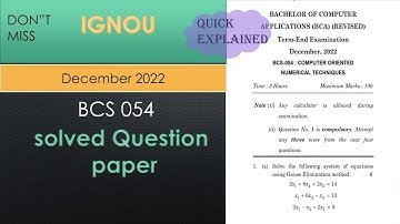 BCS 054 SOLVED QUESTION PAPER DEC 2022 | LAST PART |DON