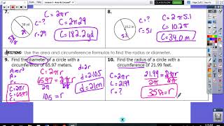 Area & Circumference Formulas