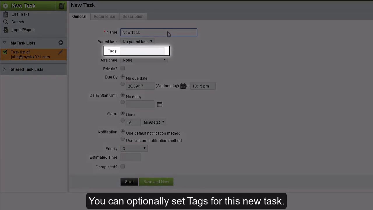 How to create tasks in Horde?