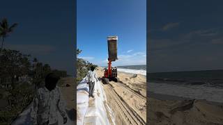 Construction Of Sea Walls To Prevent Coastal Erosion‼️#kadalmakrii #seawall #seaside #shortvideo