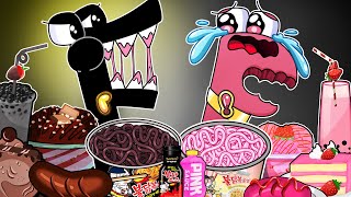 [ANIMATION] Convenience Store 💖Pink Vs Black🖤 Mukbang | Alphabet Lore F vs P! | SLIME CAT