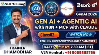 GenAi + Agentic + MCP + N8n With Claude Class02 in Telugu 18th batch 7:30 AM (IST) Batch 29th May