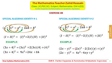 Lesson # 20JC   Expansion & Factorisation, Mathematics D2 JC,PSC,SC   Chapter 4, by Zahid Hussain