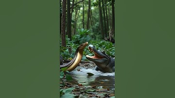 When a Python Meets a Crocodile! 🐍🐊😱 #animals #wildlife #shorts #python #shortvideo #crocodile