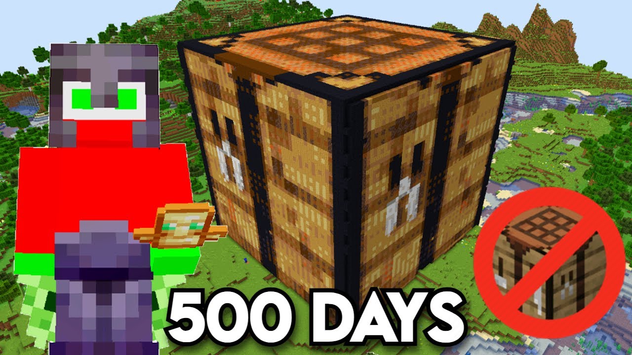 I Survived 500 Days Without a Crafting Table in Hardcore Minecraft