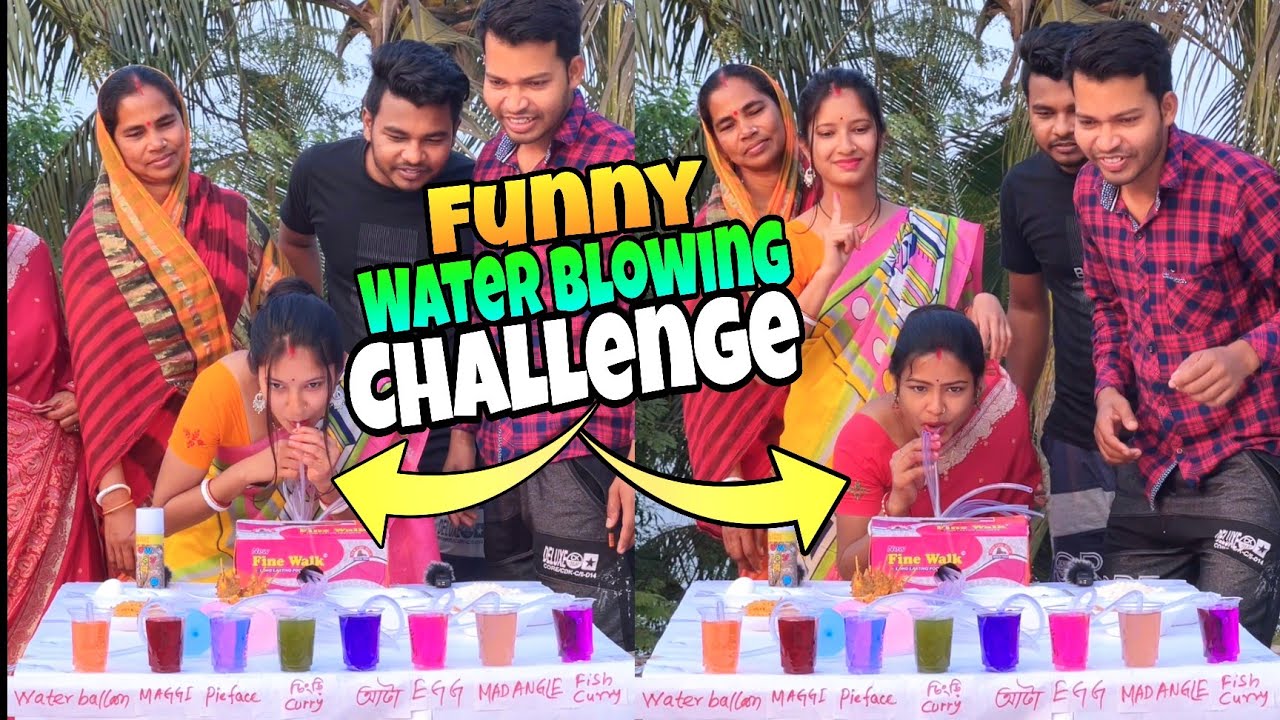 Funny Water Blowing Challenge with Family