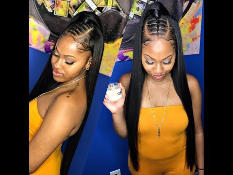 Natural Sew In W Small Box Design Ponytail Beafay Hair Youtube
