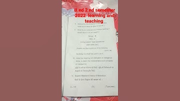 #bbmku #questionpaper  b.ed 2nd semester paper 5 learning and teaching questions 2022 #ytviral