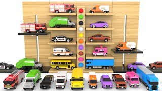 Learn Colors with Multi-Level Parking Toy Street Vehicles - Educational Videos - Cars for KIDS