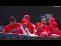 Arizona baseball team dancing in the dugout at the college world series