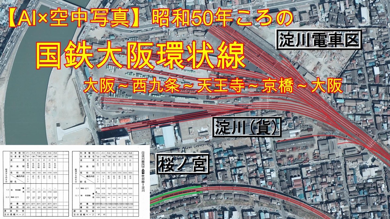Renew!!【AI×空中写真】昭和50年ころの国鉄大阪環状線（大阪～西九条
