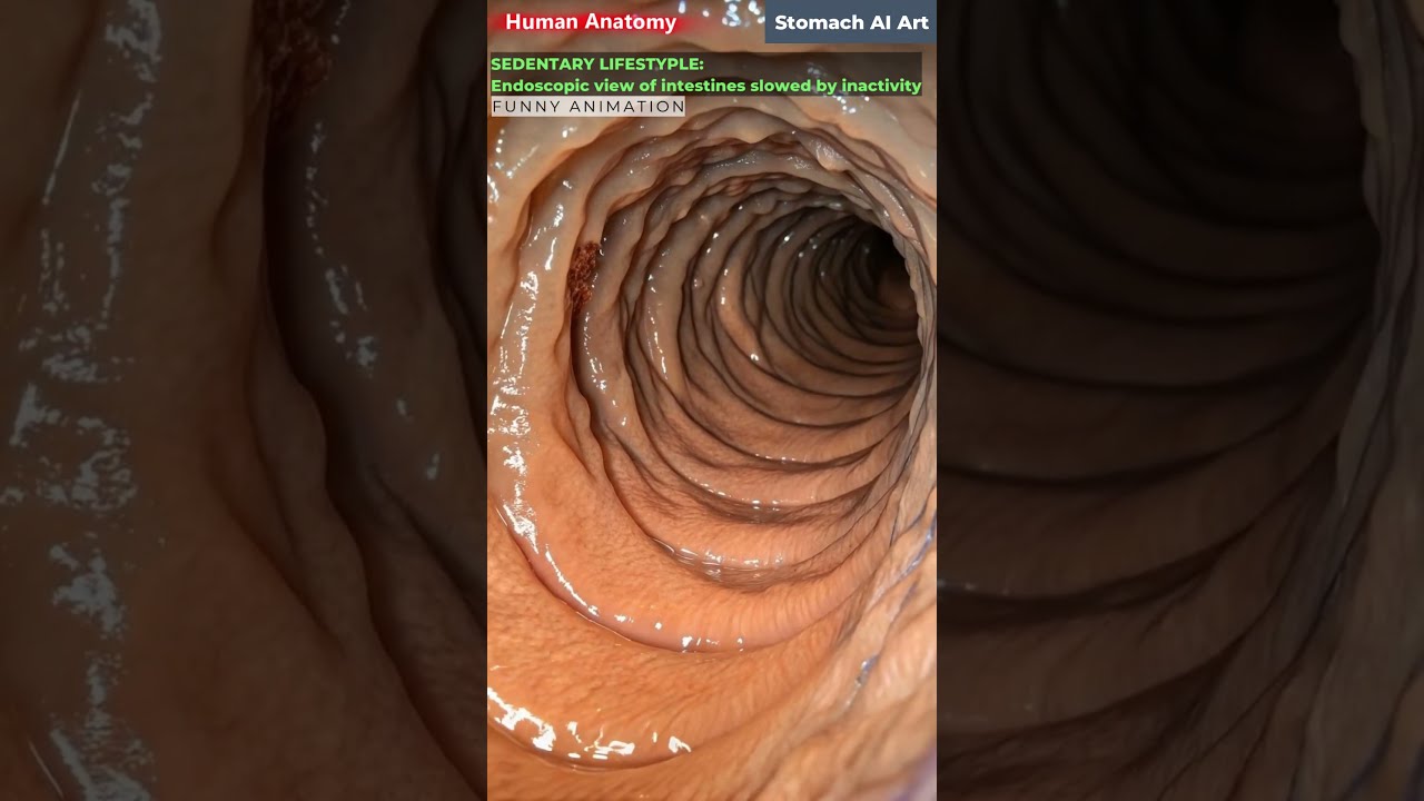 Intestines Slowed By Sitting Long Hours Animation Gut Health Human Anatomy Stomach AI Art 08