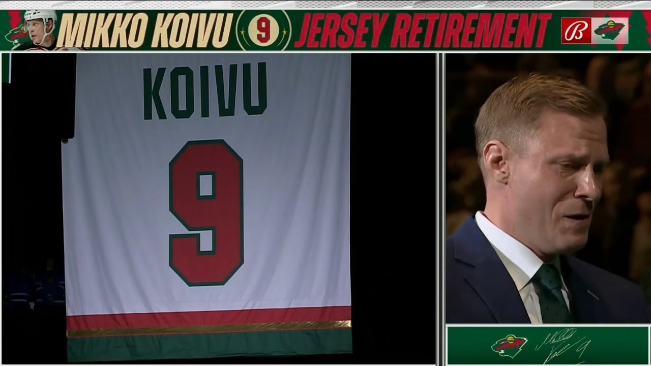 Mikko Koivu Jersey Retirement Mini Banner 3/13/22 Minnesota Wild