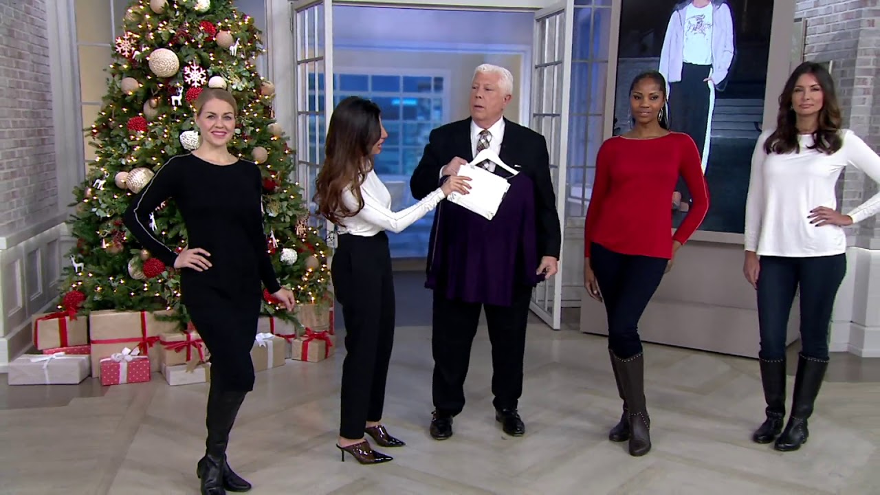 Dennis Basso Ruched Sleeve Soft Touch Top with Microchain Trim on QVC