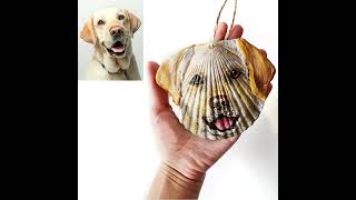 Labrador Personalized Shell Pet Portrait , Handmade Sea Shell Dog Ornament