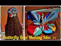 Butterfly bow making idea || How to make old fabric butterfly bow | Easy and beautiful diy |