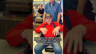 Our first hero has officially landed.  France, welcome back World War II Veteran Jack Hugman! #hero